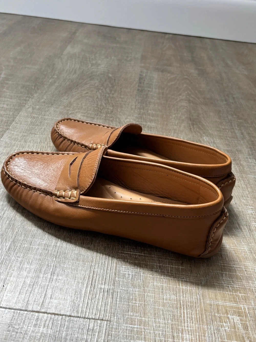 Flag LTD Morgan Leather Penny Loafers Cognac Brown Tan Slip On Shoes Women’s 6.5